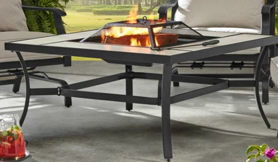 Tile-Top Wood Burning Fire Pit Table SOLO $49.99 (Reg $179)