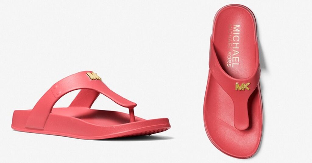 Michael Kors Linsey Logo Rubber T-Strap Sandal