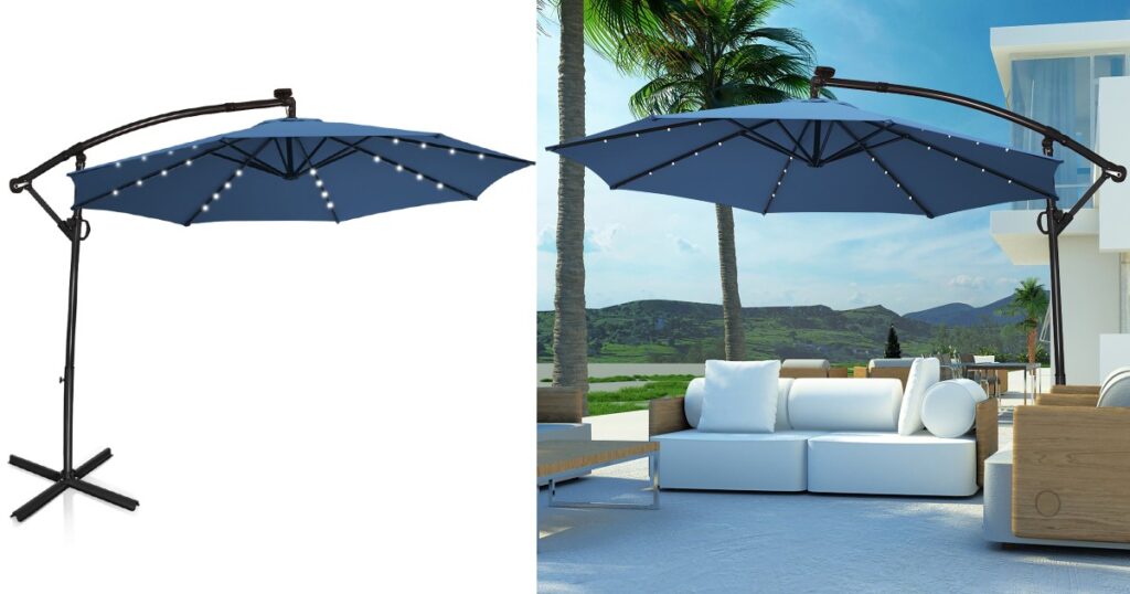 Sombrilla para Patio Costway 10-Pies con Luces LED Solar