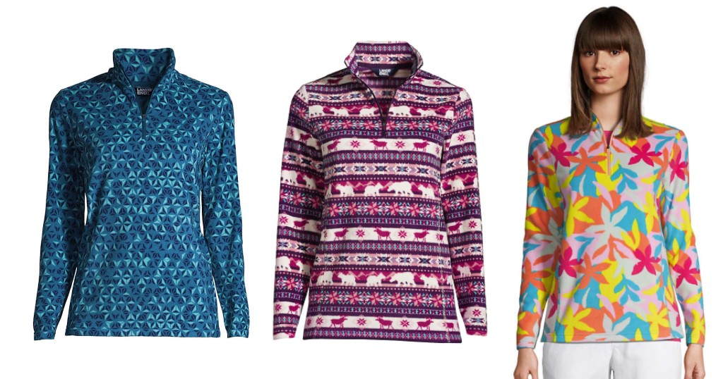 Abrigo-Lands-End-Fleece-Quarter-Zip-Pullover-Print