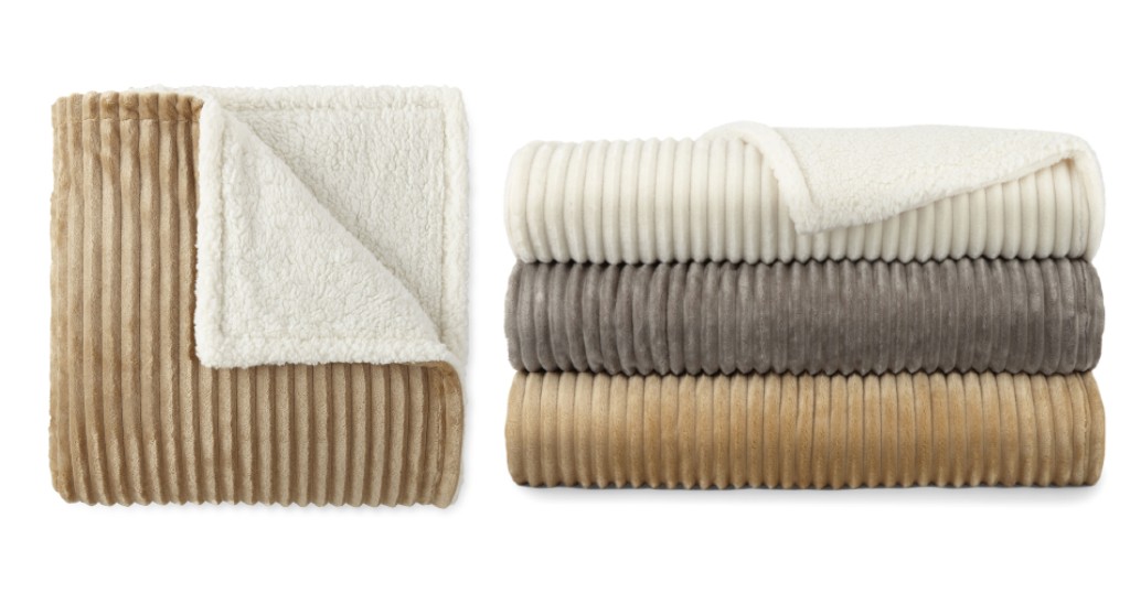 Frisas Home Expressions Ribbed Plush Sherpa Throw