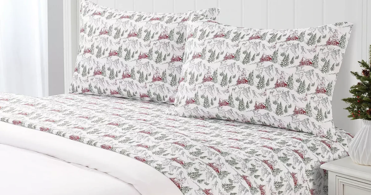 Juego de Sábanas de Microfibra de 3 Piezas con Estampado Navideño