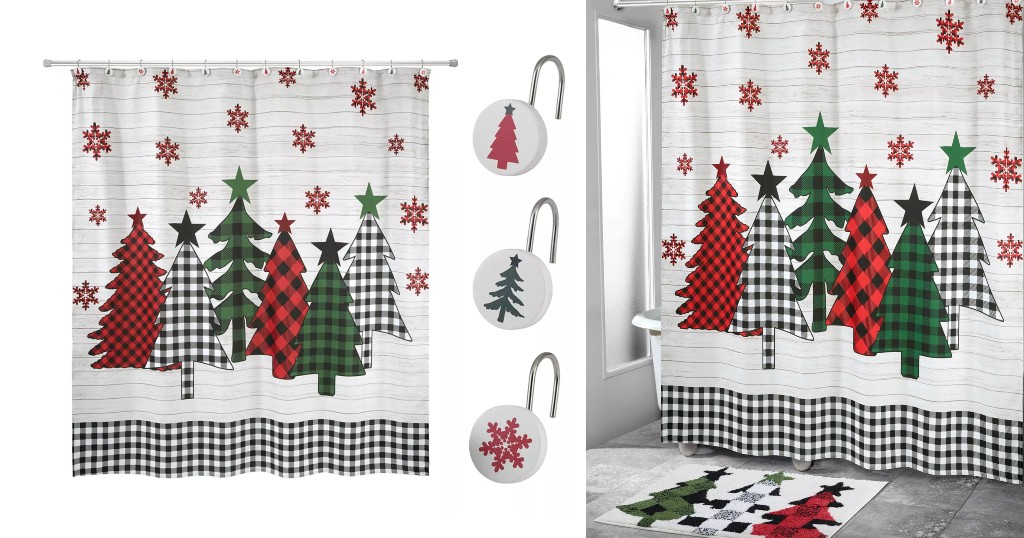 Cortina-de-Baño-Para-Navidad-Avanti-Plaid-Trees