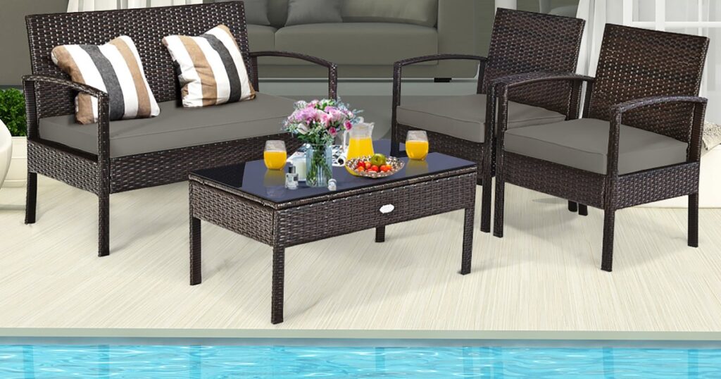 Set de Muebles en Rattan para Patio 4-Piezas