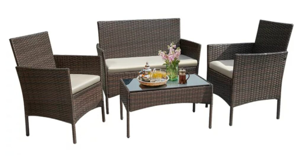 Set de 4 Muebles en Rattan para Patio