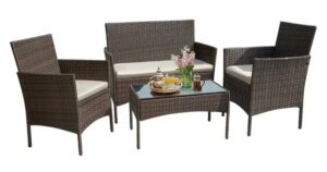 Set de 4 Muebles en Rattan para Patio