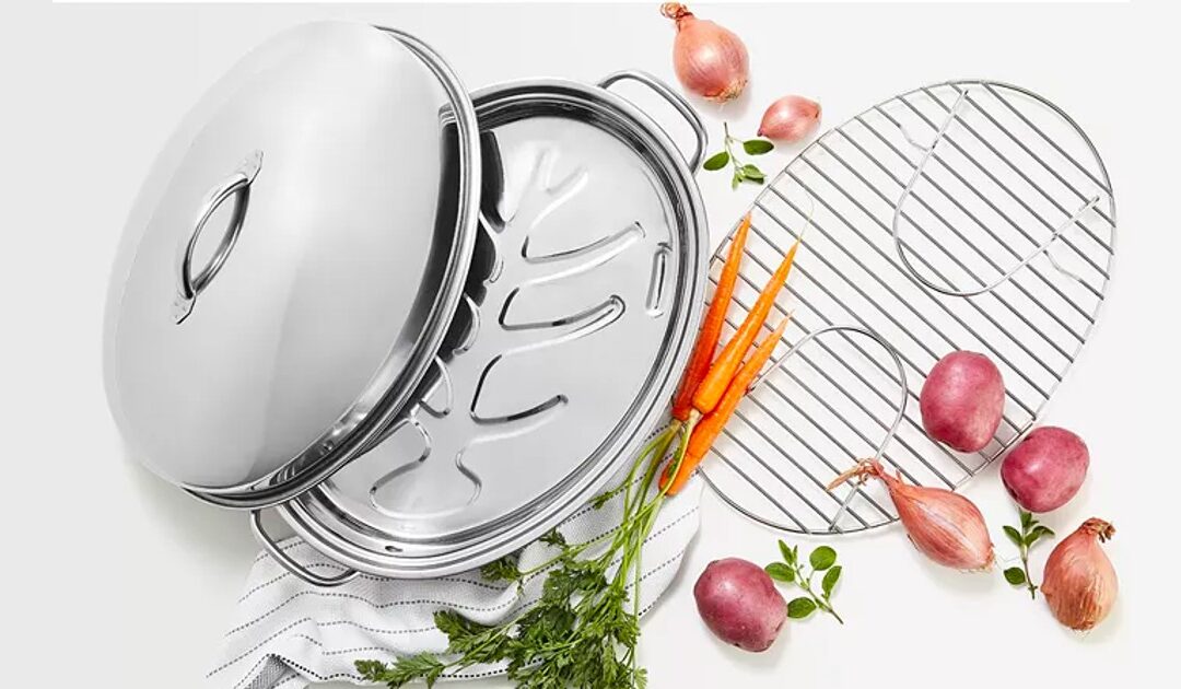 Stainless Steel 8-Qt Covered Oval Roaster with Rack $27.93 (Reg $79.99)