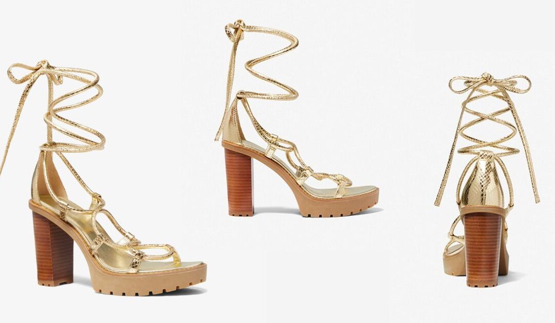 Sandalias Michael Kors Vero Metallic Snake Embossed Leather Platform a solo $89 (Reg. $225)