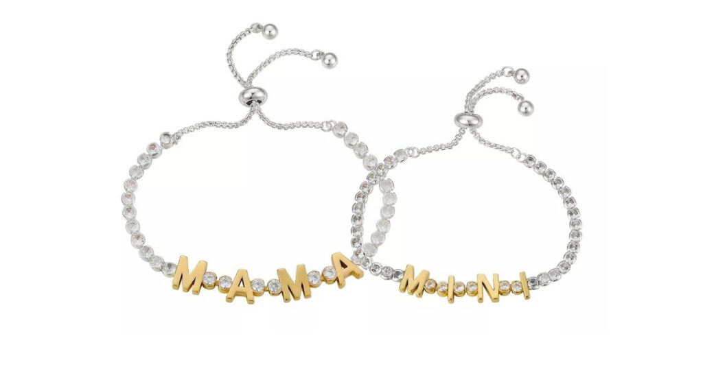 Set-de-2-Brazaletes-Unwritten-14K-Two-Tone-Gold-Flash-Plated-Cubic-Zirconia-Mama-and-Mini