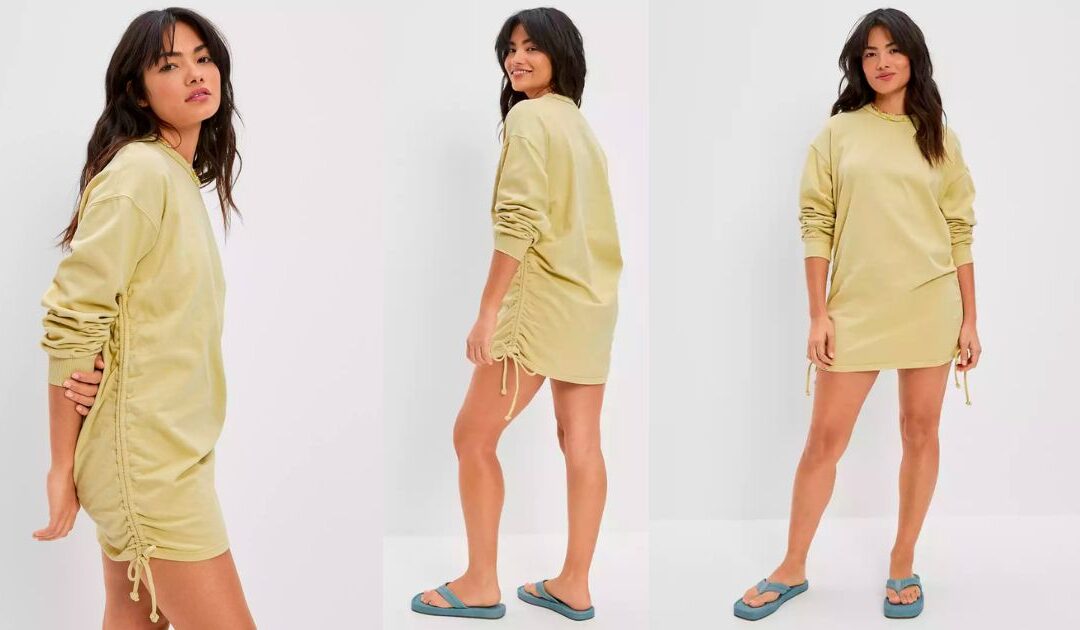 Vestido American Eagle Side Cinch Fleece Mini a solo $10.99 (Reg. $59.95)