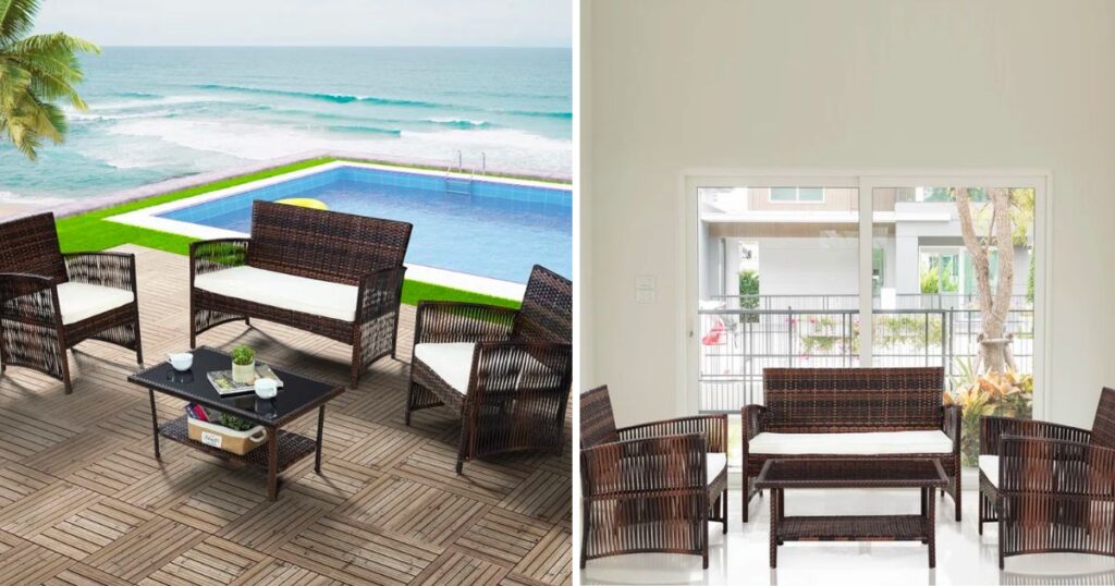 Set de Muebles en Rattan de 4-Piezas