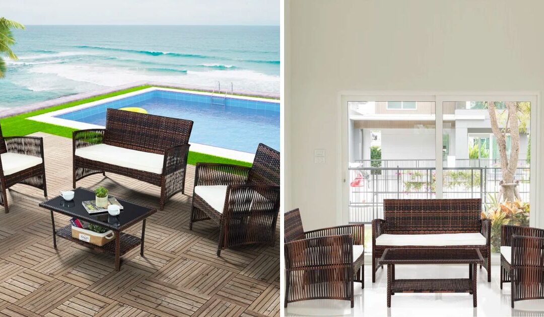 Set de Muebles en Rattan de 4-Piezas SOLO $175.99 (Reg. $250) + Envío GRATIS