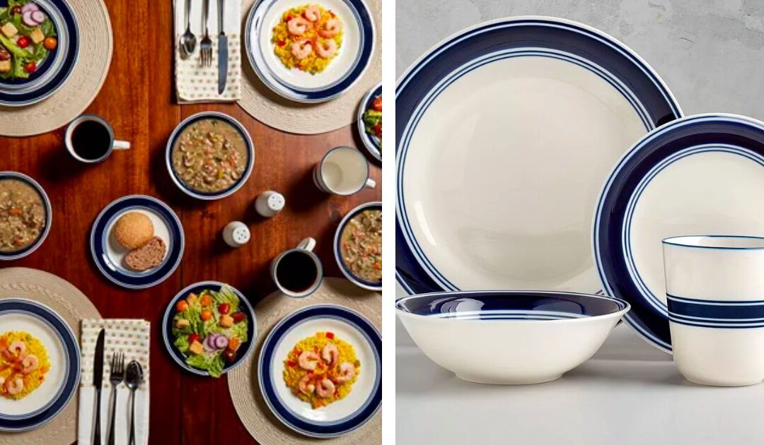 Vajilla Tabletops Gallery Blue Stripe de 16 Piezas a solo $24.74 (Reg. $42)