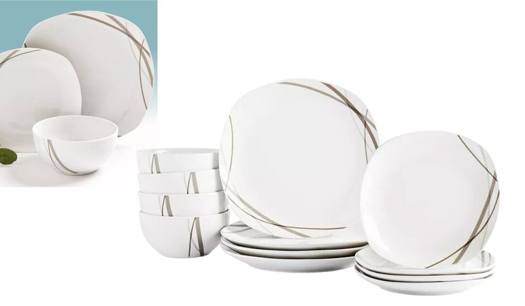 Vajilla Tabletops Unlimited Curves Square de 12 Piezas a solo $25.49 (Reg. $78)