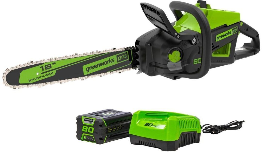 Chainsaw Greenworks 18-In 80-Voltios SOLO $299.99 (Reg. $400)