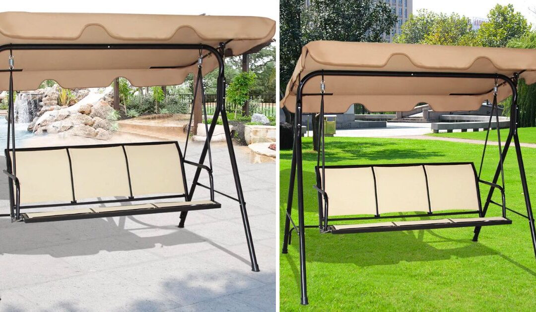 Columpio de Patio Costway Para 3 Personas SOLO $99.99 (Reg $227)