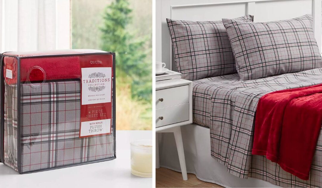Set de Sabanas y Frisa Jessica Sanders Holiday Microfiber de 5 Piezas a solo $11.96 (Reg. $80)