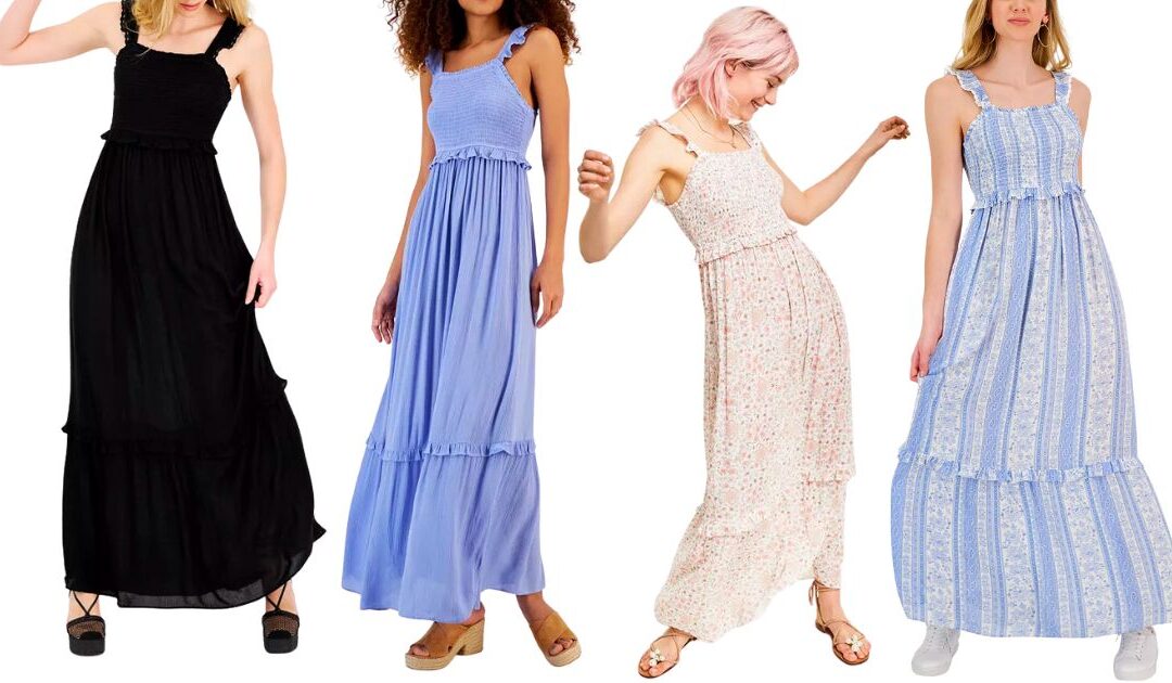 Vestidos Hippie Rose Smocked Ruffle Trim Sleeveless Maxi Dress a solo $14.99 (Reg. $49)
