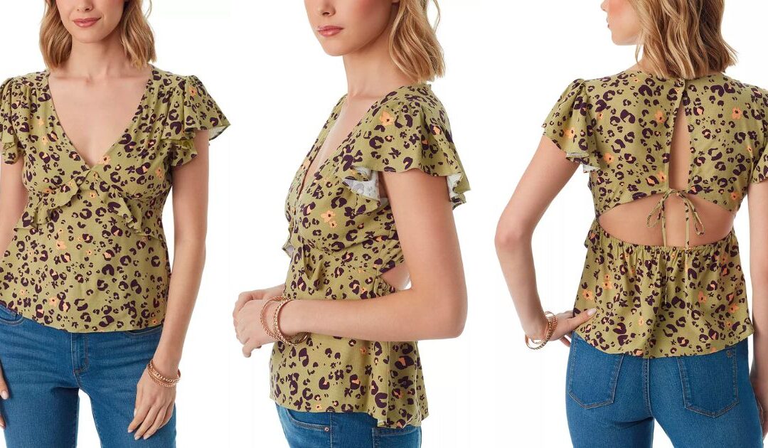 Blusa Jessica Simpson Open Back Flutter Sleeve Top a solo $9.93 (Reg. $59.50)