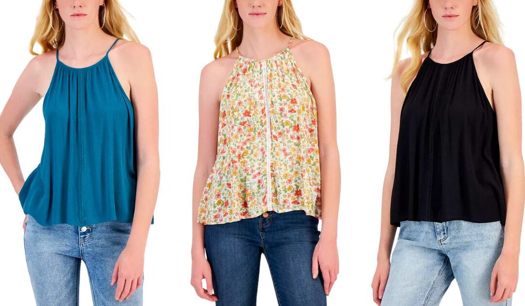 Camisas Hippie Rose High Neck Crochet Trim Tank Top compras 1 y la Segunda es GRATIS