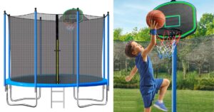 Trampolín SEGMART de 10-Pies para Niños con Aro de Baloncesto