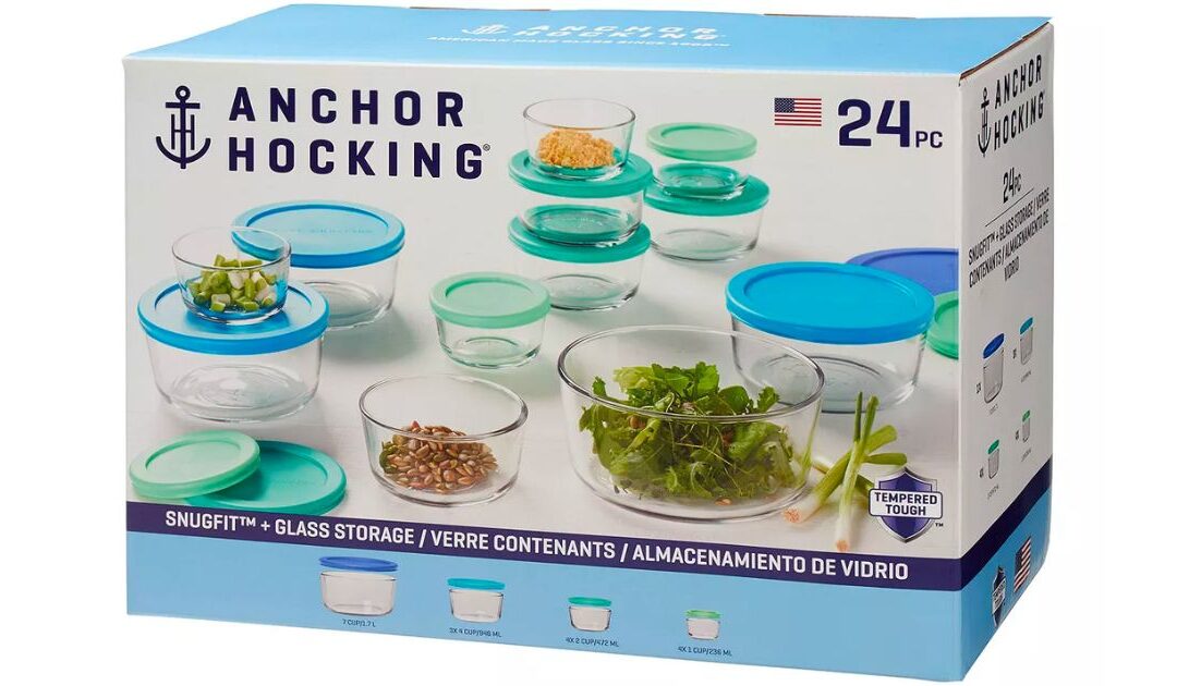 Set de Almacenamiento Anchor Hocking de 24-Piezas SOLO $29.99 (Reg $50)