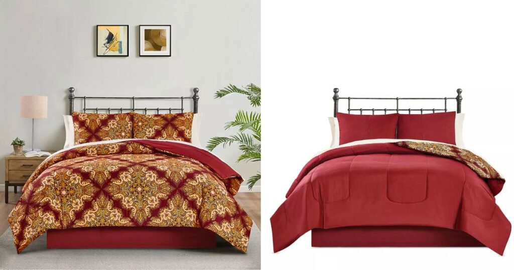 Set-de-Comforter-Reversible-Keeco-Red-Selma-Medallion-de-8-Piezas