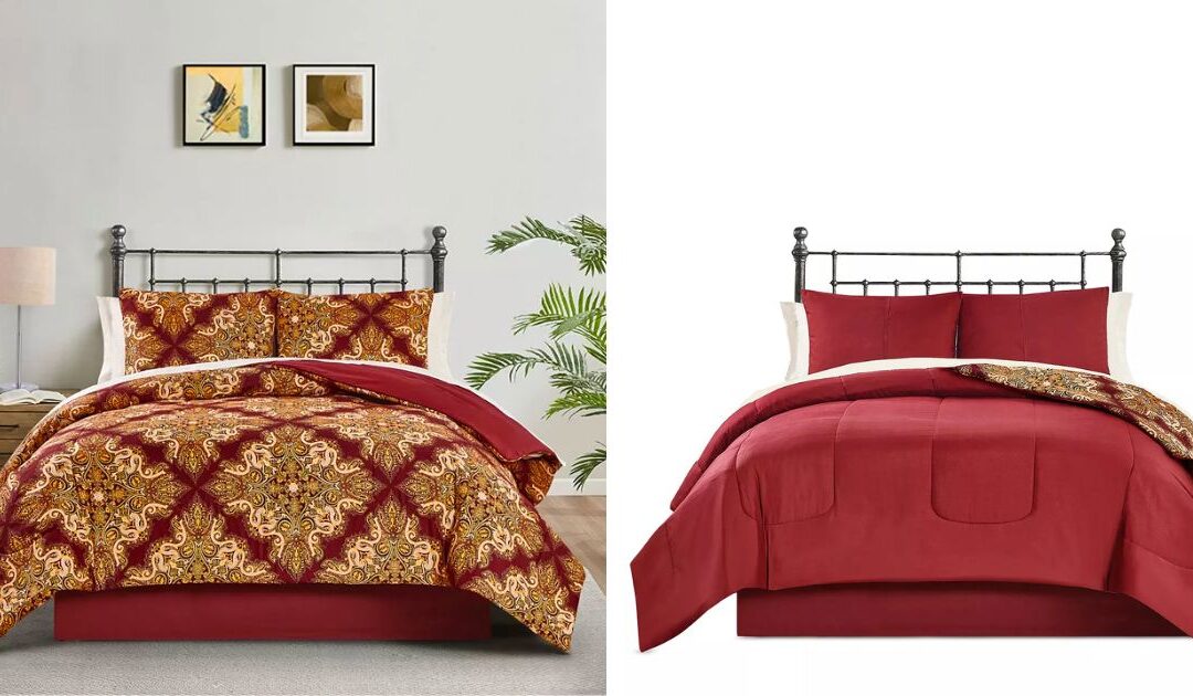 Set de Comforter Reversible Keeco Red Selma Medallion de 8 Piezas a solo $29.93 (Reg. $100)