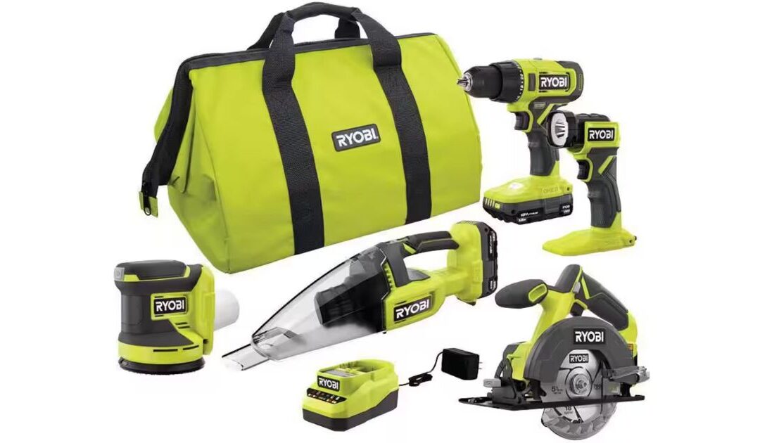 Kit de 5 Herramientas Inalámbricas RYOBI ONE+ 18V SOLO $169 en Home Depot (Reg. $337)