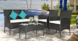 Costway 4pc Patio Rattan Furniture Set
