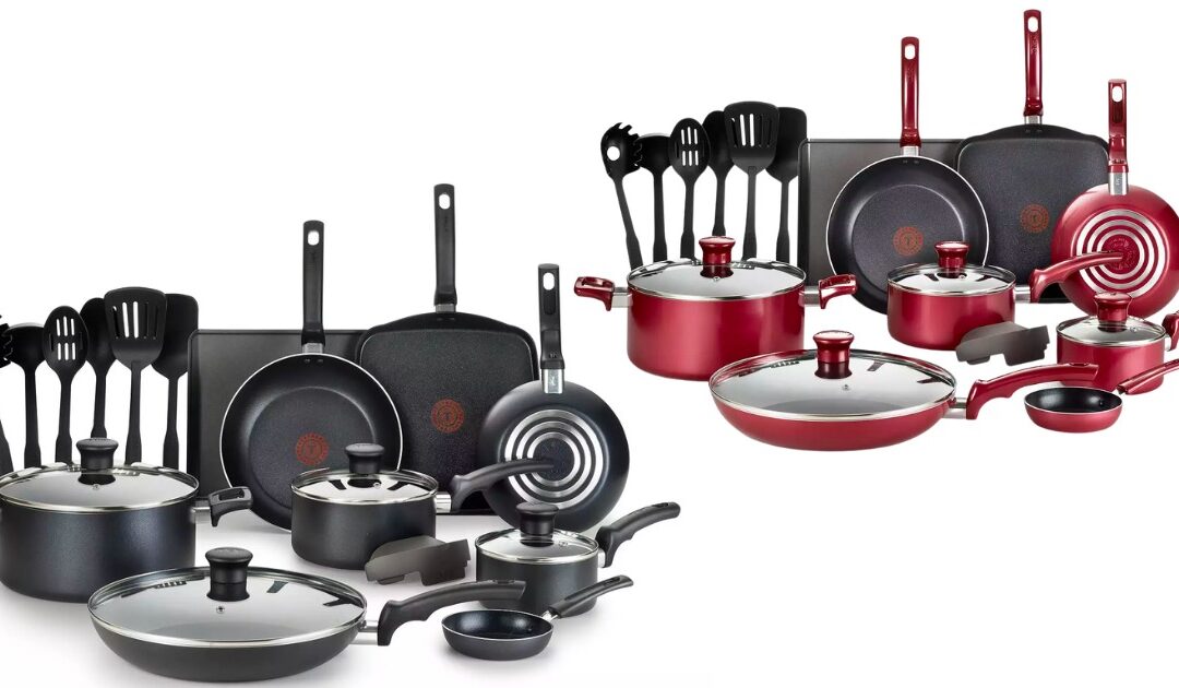 T-Fal Essentials 20-Piezas Nonstick Cookware Set SOLO $67.99 + Recibes $15 Kohl’s Cash (Reg $150)