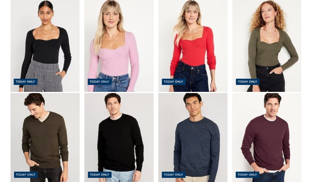 HOY Solamente! Sweaters para Mujeres y Hombres a SOLO $15 en Old Navy (Reg $35+)