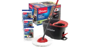 O-Cedar System Easy Wring Spin Mop & Bucket with 3 Extra Refills