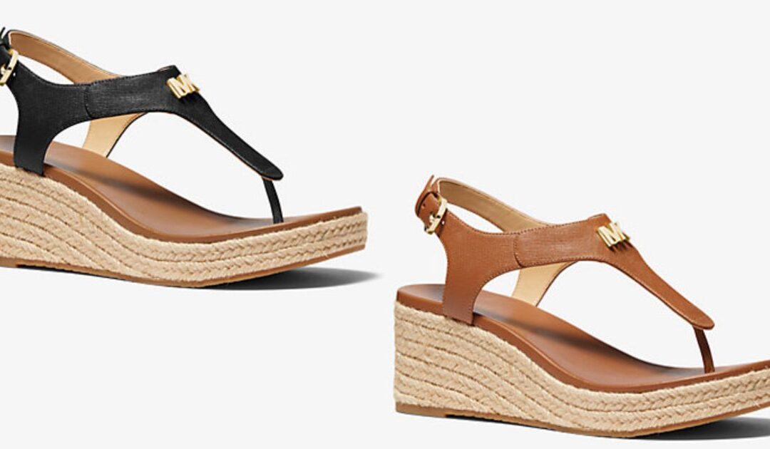 Sandalias Michael Kors Laney Saffiano Leather Espadrille Wedge SOLO $51.75 (Reg. $109)
