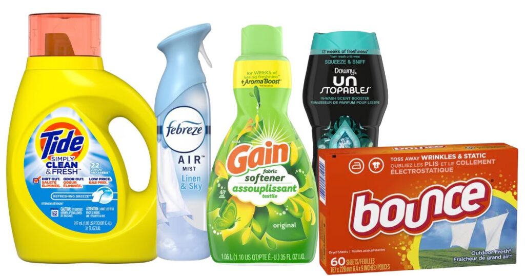 Bounce, Downy, Febreze, Gain o Tide Simply