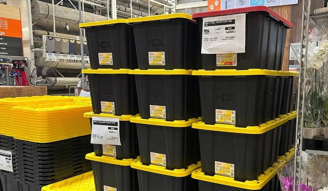 Cajas Plásticas de Almacenamiento HDX 27-Galones SOLO $6.97 en Home Depot