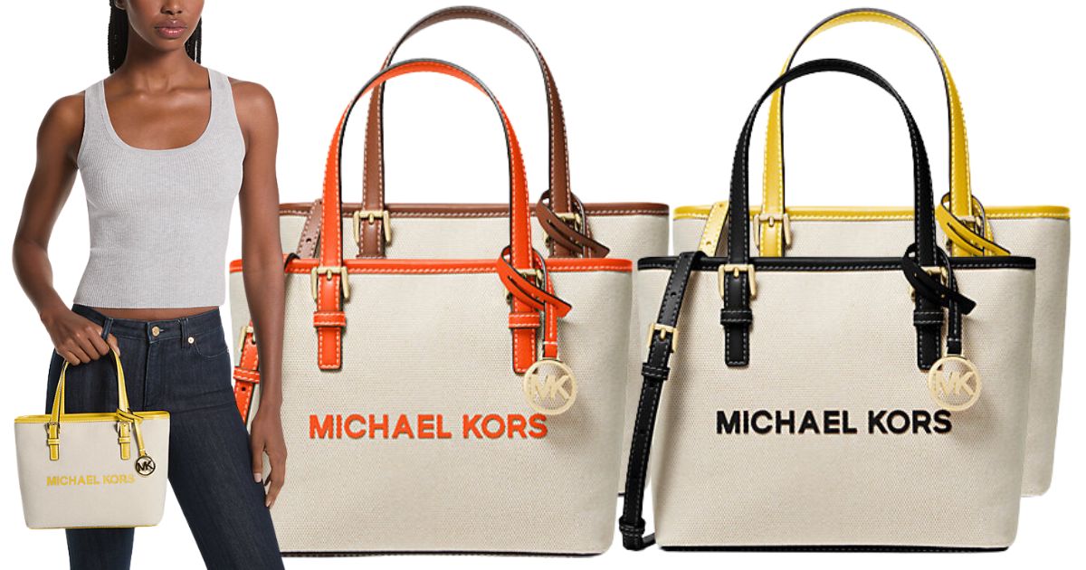 Michael Kors Jet Set Travel Extra-Small Canvas Top-Zip Tote Bag