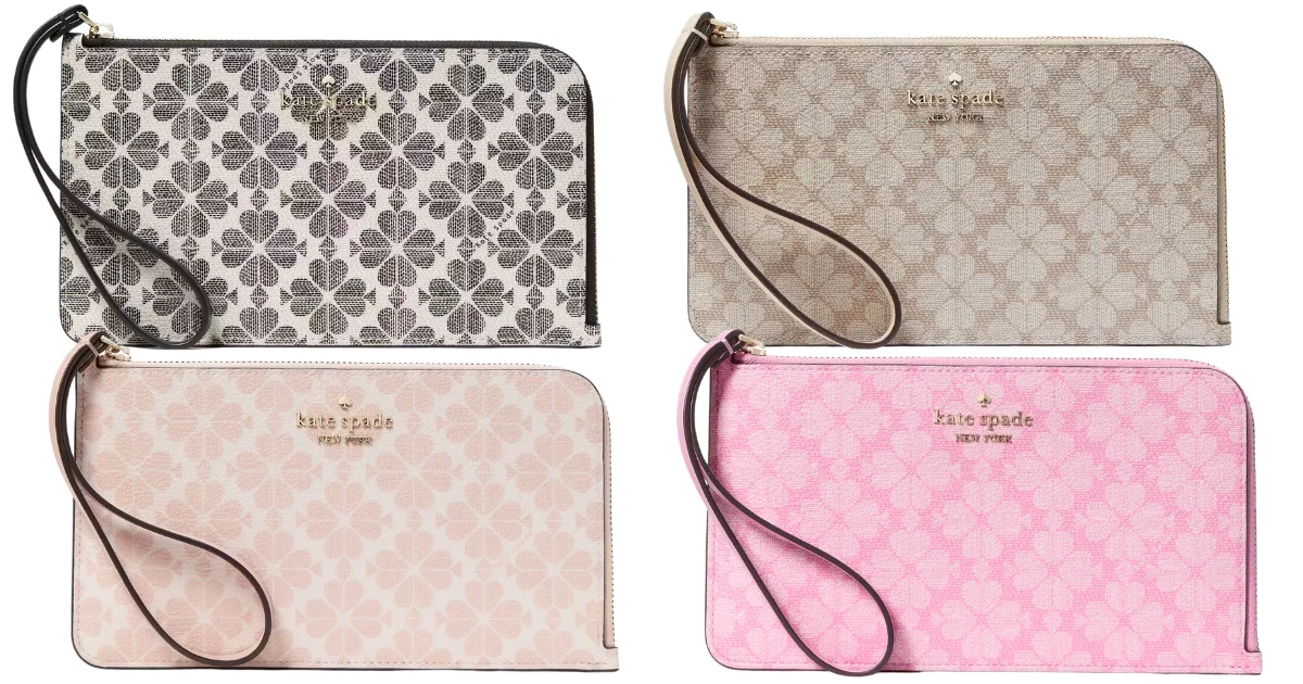 Kate Spade Lucy Spade Flower Medium L-Zip Wristlet