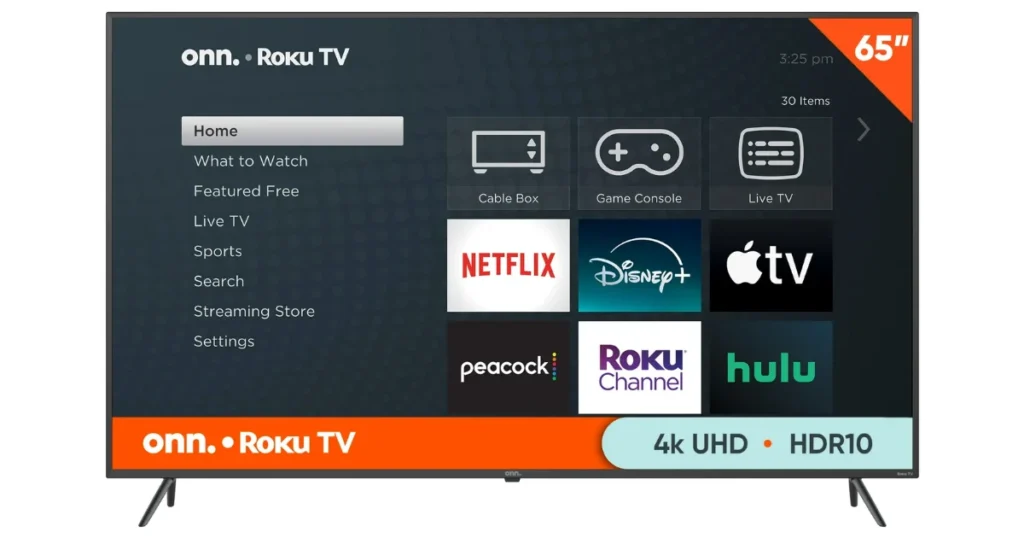 onn. Class 4K UHD 2160P LED Roku Smart TV HDR 65-In