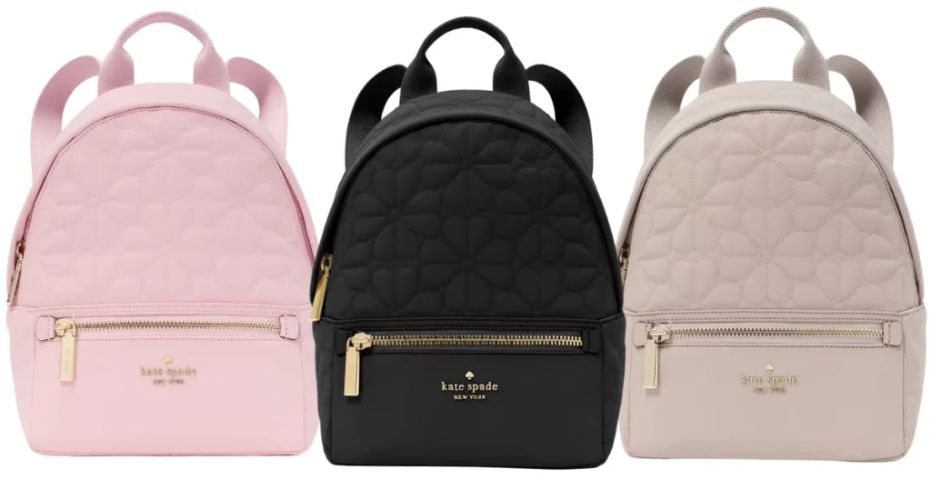 K S Spade Flower Quilted Fabric Small Backpack