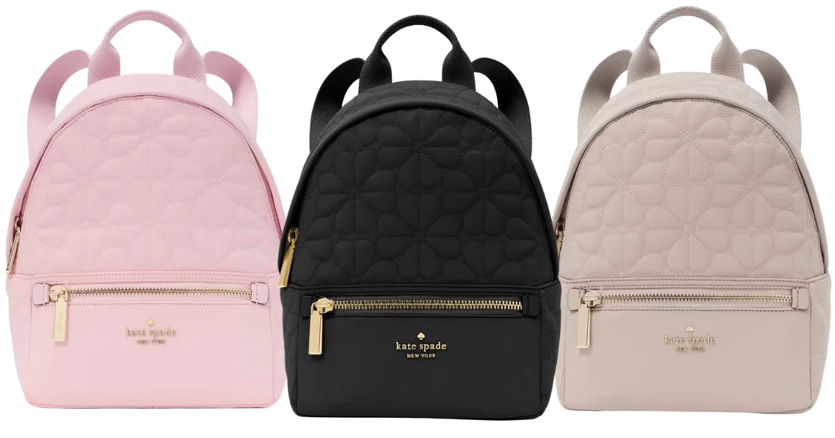 K S Spade Flower Quilted Fabric Small Backpack