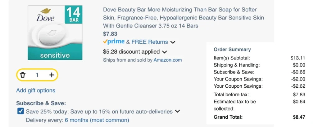 Oferta de jabon Dove