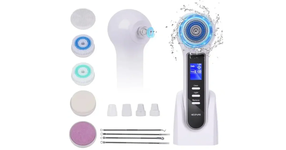 NEXPURE - Facial Cleansing Brush - IPX7 Waterproof with LCD Screen, Electric face scrubber for Exfoliation, Massage and Deep Clean