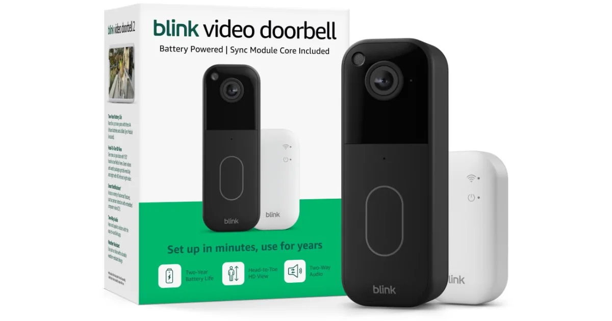 Blink Video Doorbell (Último Modelo) – Head-to-toe HD view, two-year battery life, and simple setup.