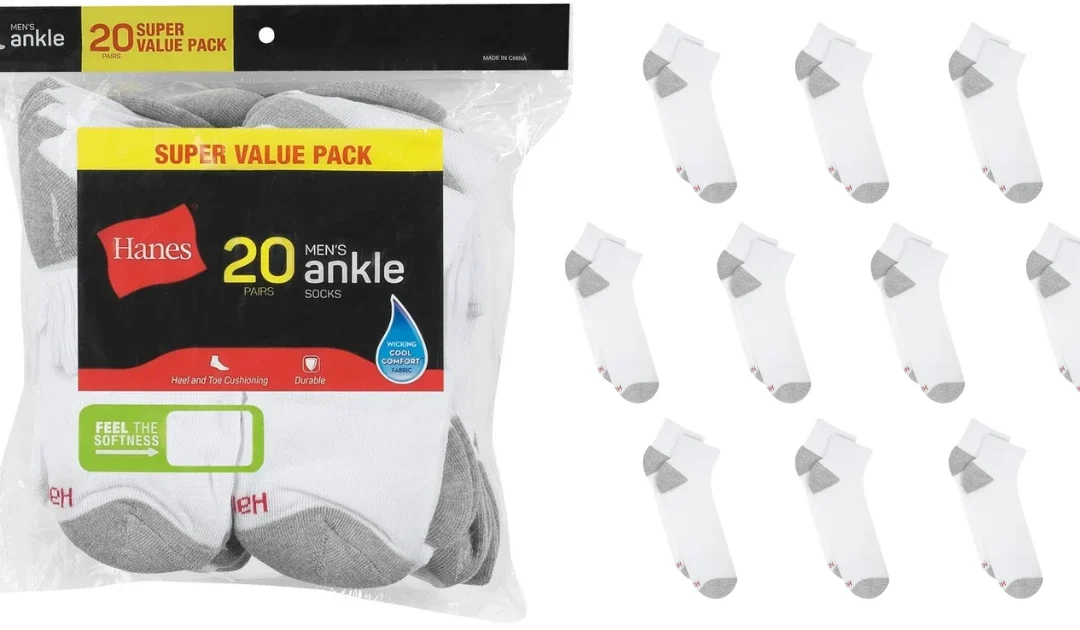 Medias de Hombres Hanes 20Pk SOLO $9 en Walmart (Reg $20)