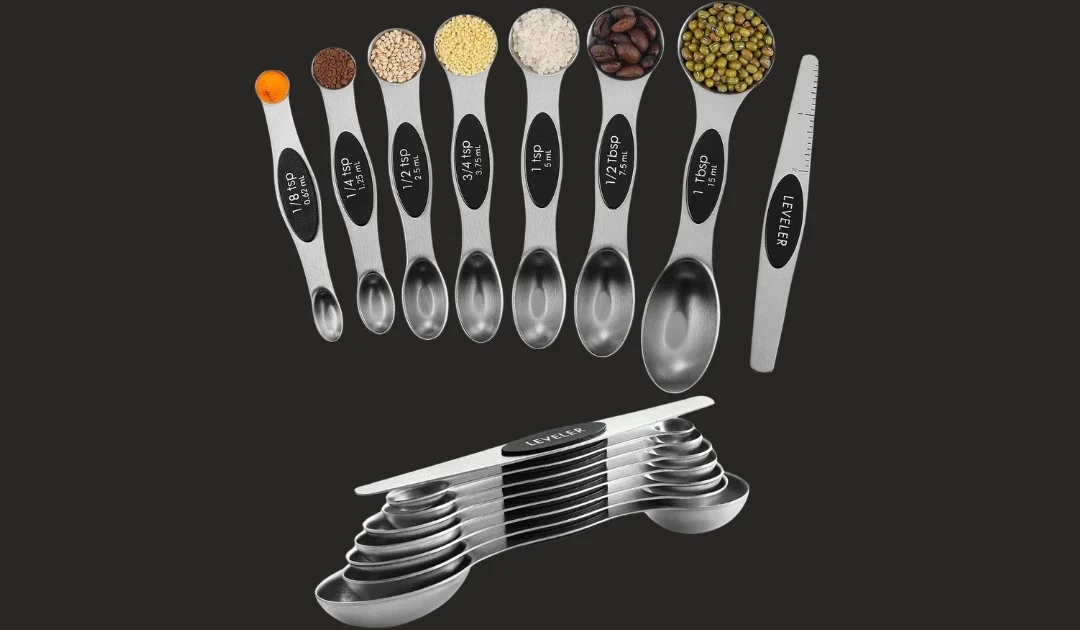 Set de 8 Cucharas Medidoras Magnéticas de Acero Inoxidable SOLO $6.99 en Amazon (Reg $10)